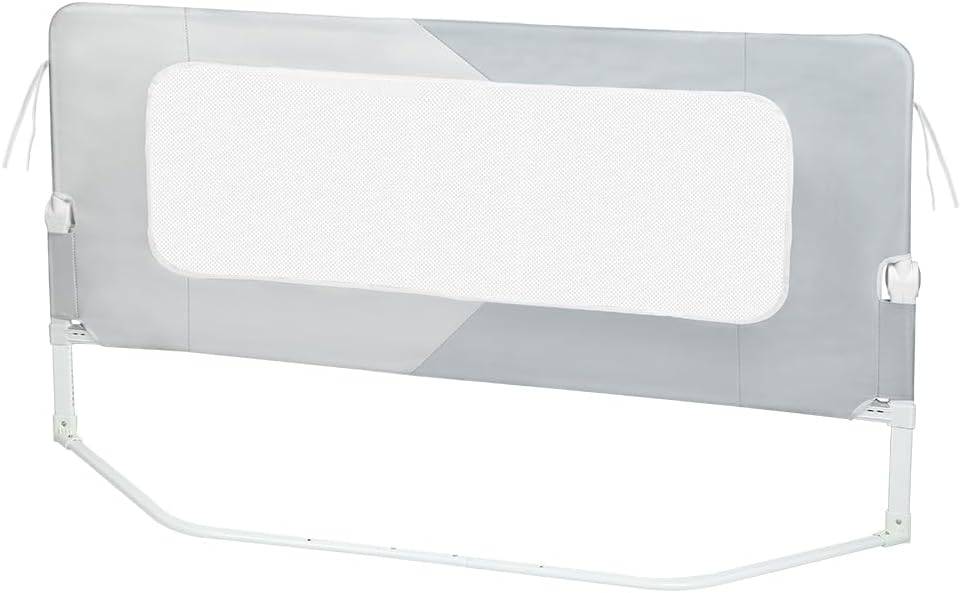 HUOLE Bettschutzgitter mit Verstellbarer Gurte,Rausfallschutz Bett 180° faltbar für Boxspringbett, B