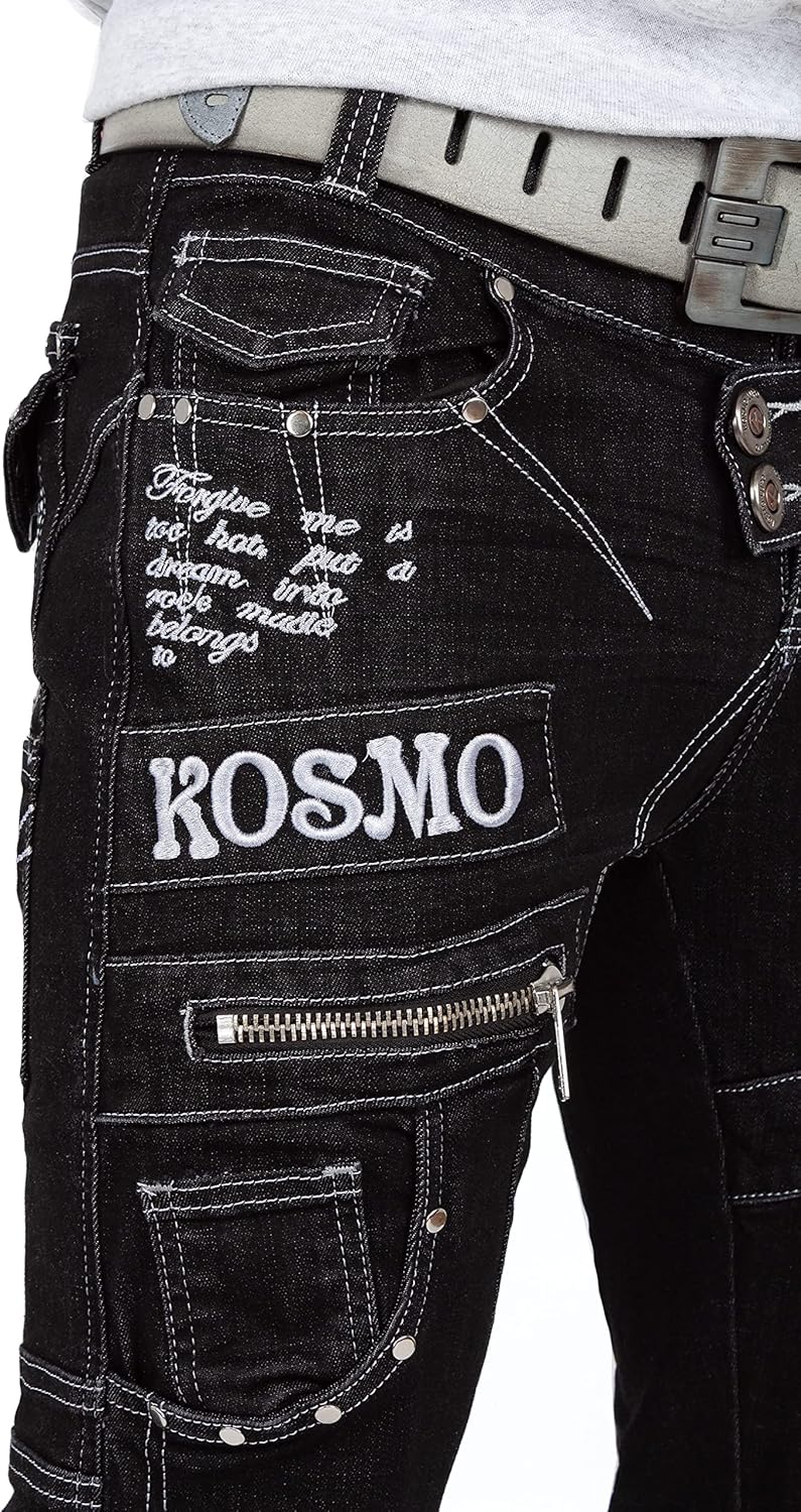 Herren Jeans - Regular-Fit mit Knopfleiste | Optimale Passform, 5-Pocket-Style, Kontrastnaht in Weis