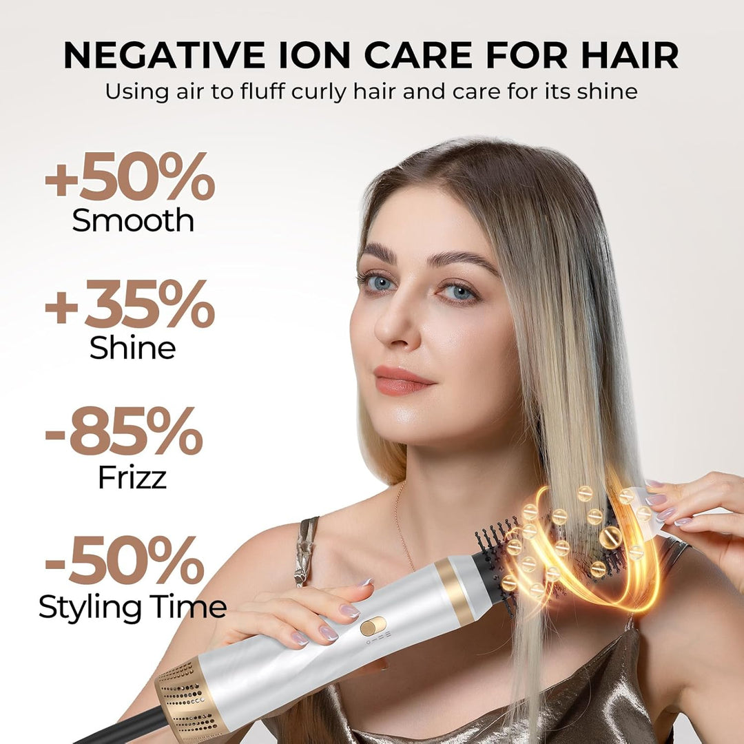 Souvik Hair Tool Set Multifunktionaler mit Warmluftbürste, Ionen Haarföhn, Lockenstab Automatisch, F