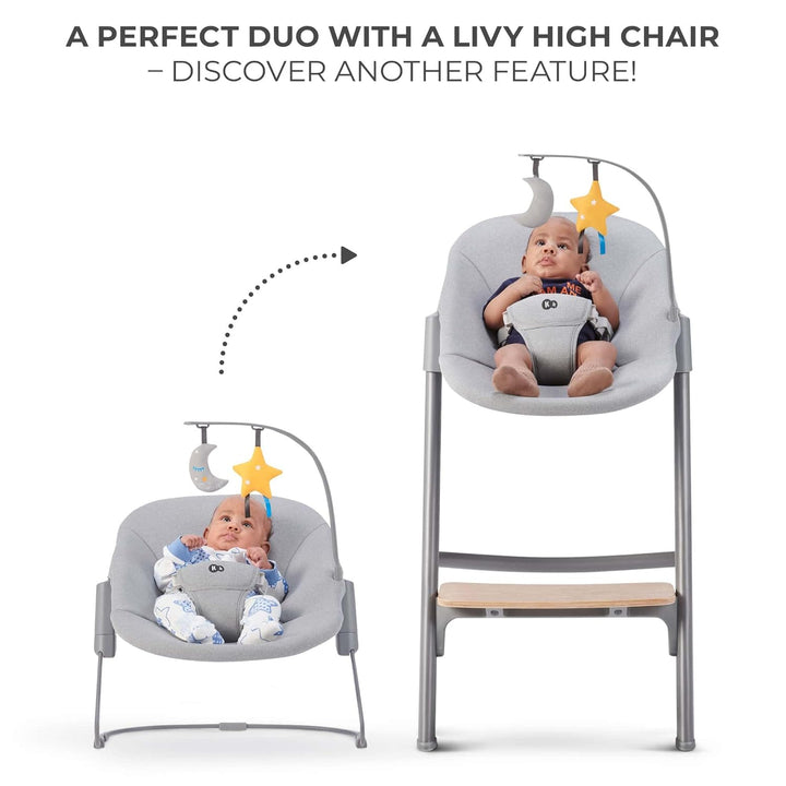 Kinderkraft Leichte Babywippe CALMEE, Babyliege mit Spielbügel, Natürliches Schaukeln, Anti-Rutsch-E