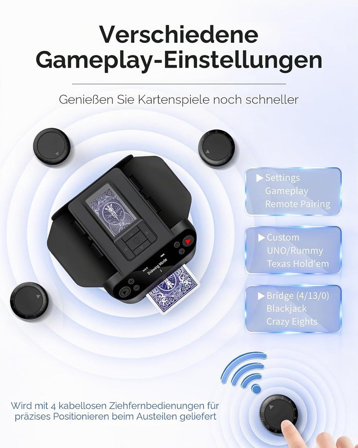 Automatischer Kartenmischer und Dealer 2-in-1, 2 Deck 360° Rotierende Dealing-Maschine für 12 Spiele