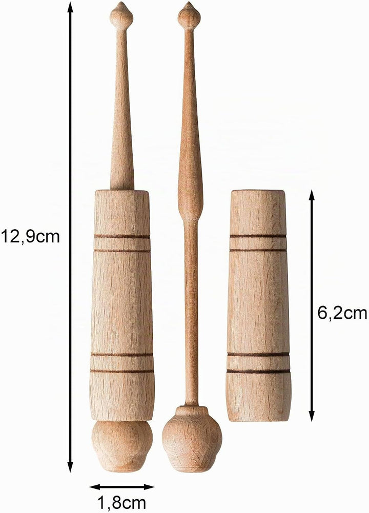DESERMO Klöppel im 20er Beutel (10x 2er Set) aus Holz - traditionelles Handwerk Klöppeln - Hülsenklö
