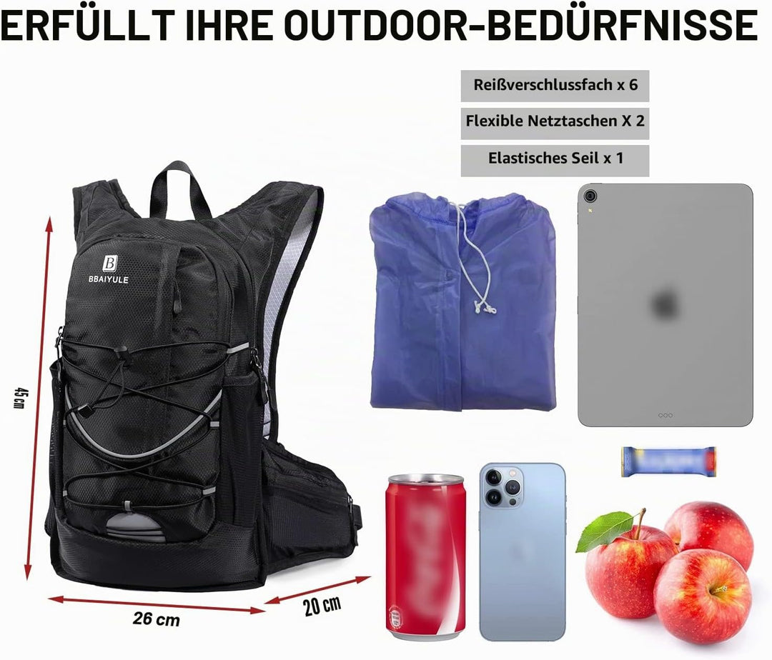 BBAIYULE® Trinkrucksack, isolierter Trinkrucksack mit 2 l BPA-freier Wasserblase, für Laufen, Wander