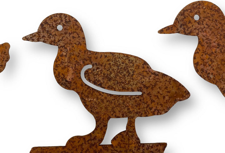 Crispe home & garden Gartenstecker Edelrost - Enten Familie - Höhe 32 cm, Enten Familie