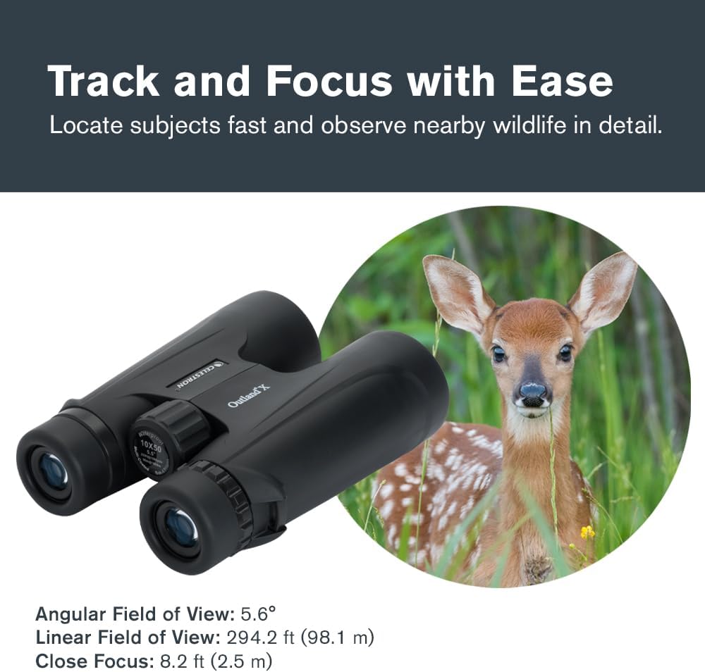 Celestron 71348 10 x 50 Outland X Fernglas – Schwarz Outland X 10 x 50 - Dachprisma, Outland X 10 x