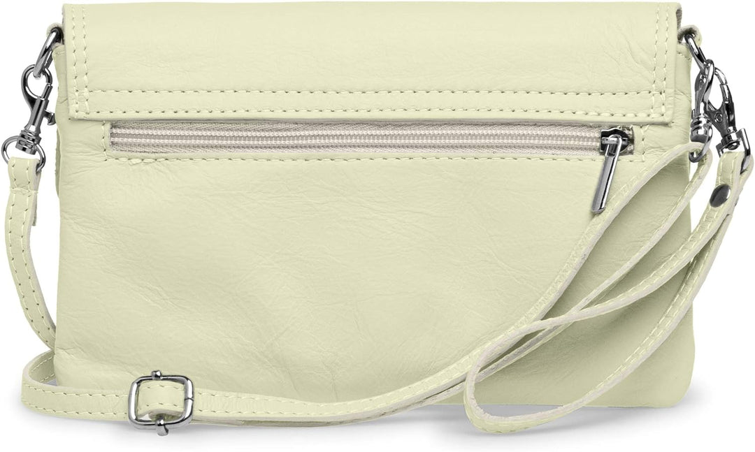 Caspar TA322 Damen Nappaleder Clutch Creme Weiss, Creme Weiss