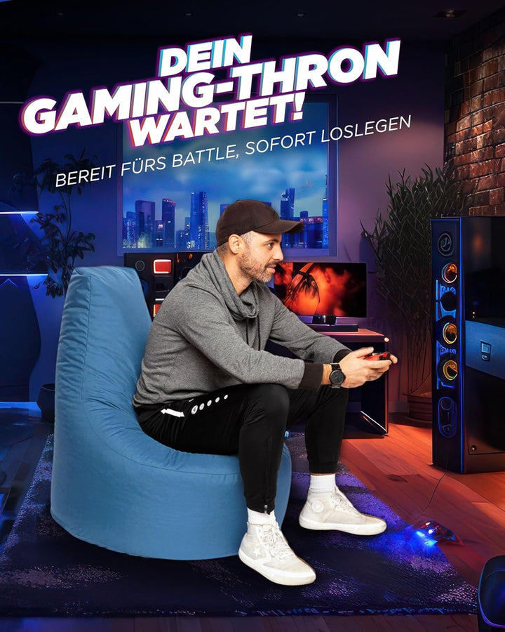 PATCH HOME Gamer Sessel mit Reissverschluss Lounge Kissen Sitzsack Sitzkissen Bean Bag In & Outdoor