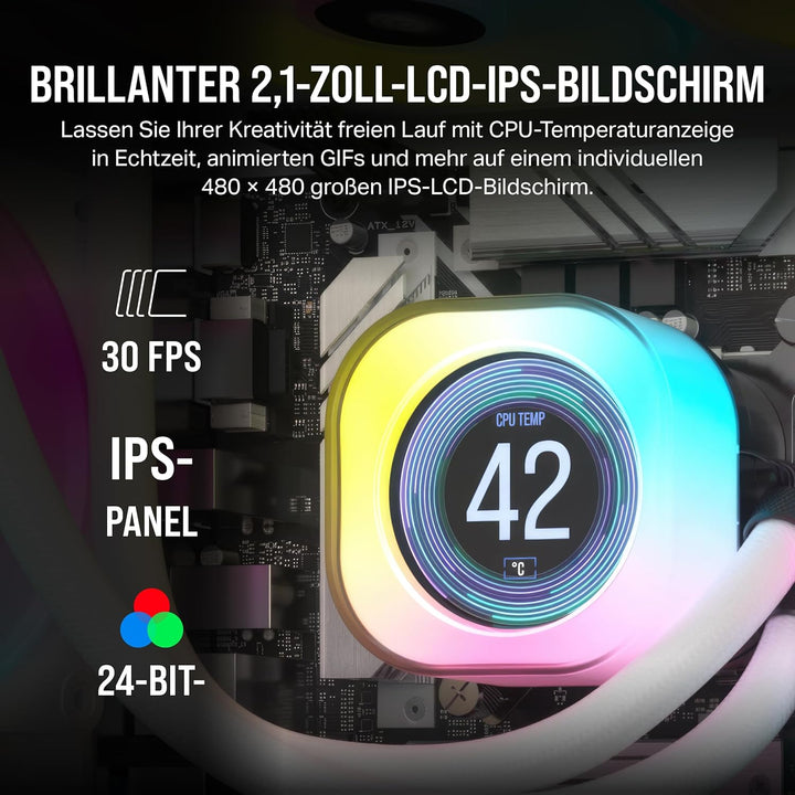 CORSAIR iCUE LINK AIO LCD-Bildschirmmodul - 2.1" IPS LCD-Bildschirm - 24 Einzeln Adressierbare RGB-L