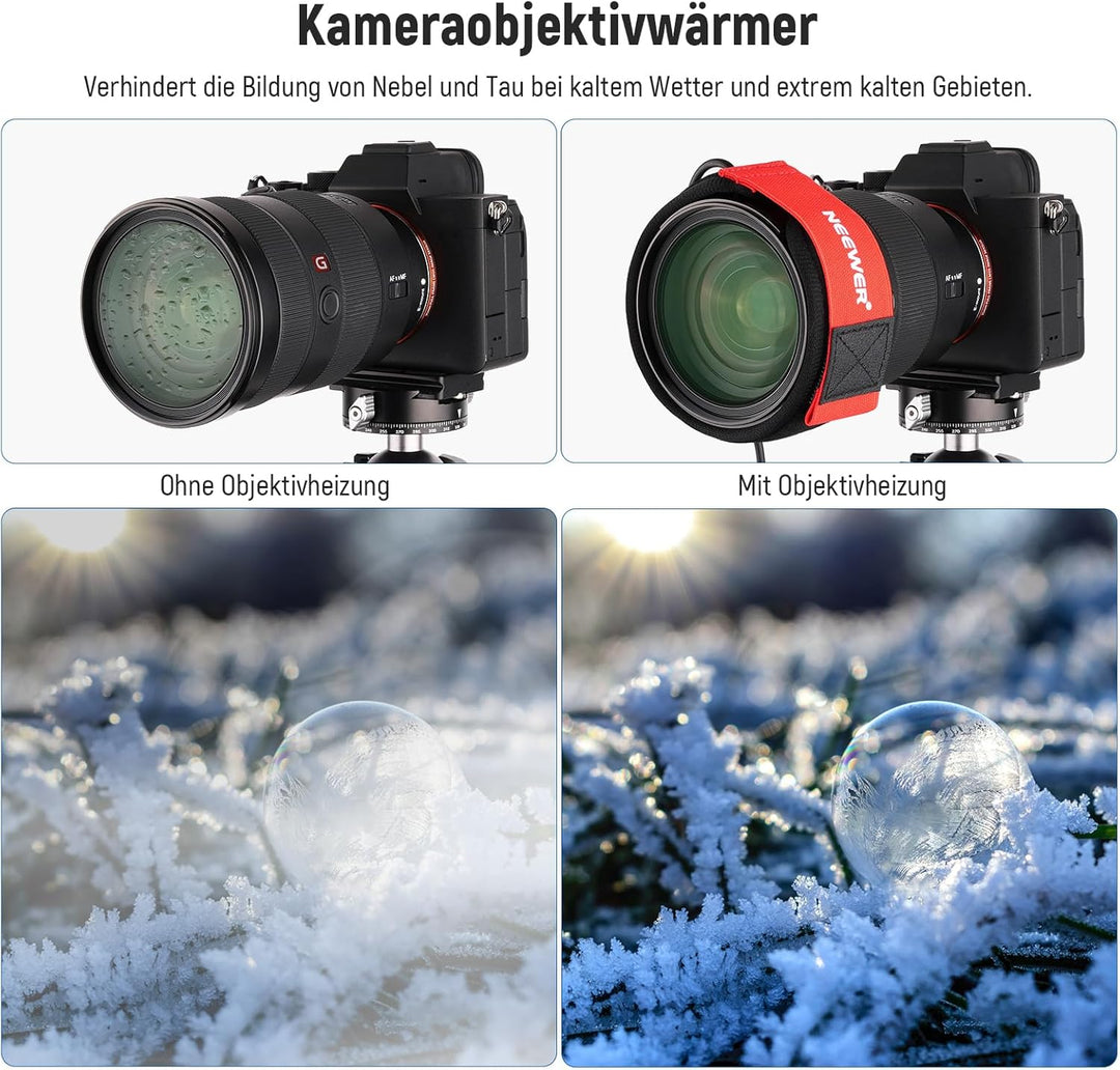 NEEWER USB Objektivheizung, 300mm Objektivwärmer für DSLR Kamera und Teleskop, 3 Temperatureinstellu