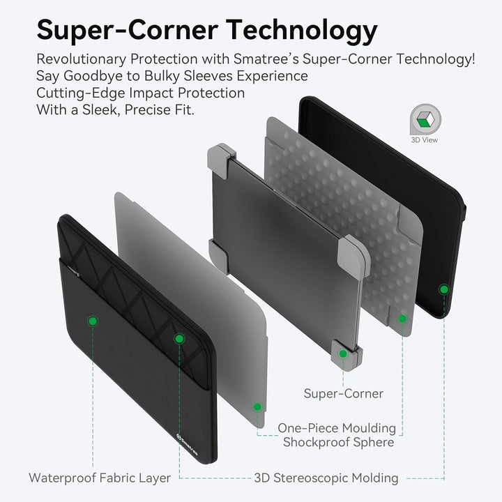 Smatree 13,5 Zoll Anti-Shock Laptop Tasche für Männer und Frauen wasserdichte Schutzhülle zugeschnit