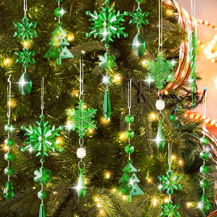 Lanpn 26 Stück Weihnachten Dekoration Kristall Christbaumschmuck Anhänger, Acryl Schneeflocken Eisza