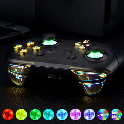 eXtremeRate DTFS LED Tasten Set für Switch pro Controller, 9 Farb-Modi 6 Separat-Tasten-Bereiche Con