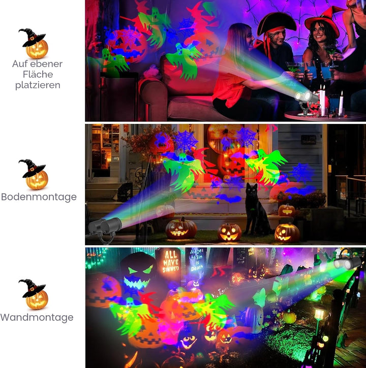 SZGIARUY Halloween Projektor Outdoor Aussenbereich Wasserdicht Dynamisch mit Ieuchtenden Spinnen und