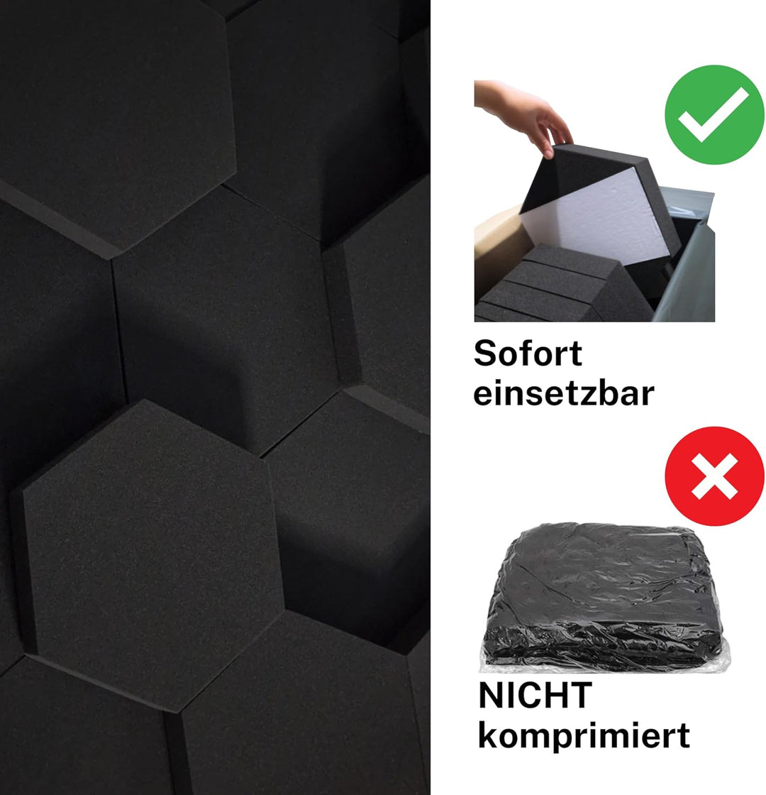 VATTO® Schallabsorber WAND Akustikpaneele - 12x Ø32cm selbstklebende Sound Absorber - Akustikplatten
