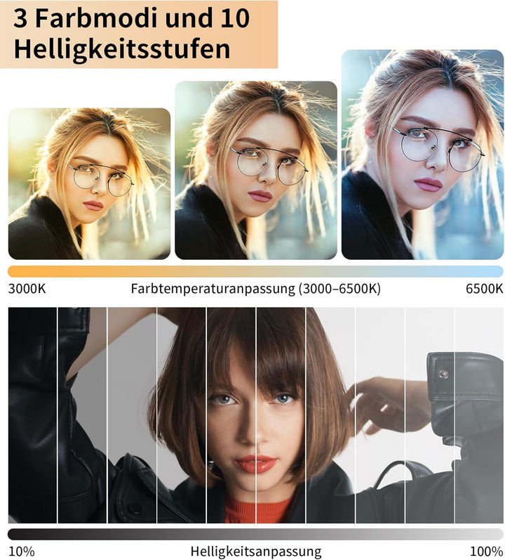 TONEOF Selfie Licht,LED Tragbar Fotostudio Blitzlicht,2000mAh Wiederaufladbares Licht mit Drehbarem