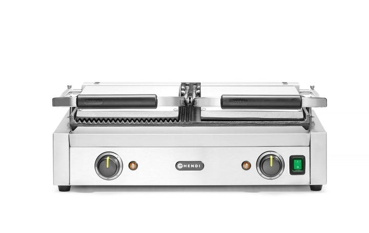 HENDI Kontaktgrill, Doppelversion, Elektrogrill, Tischgrill, Sandwichtoaster, Regelbar bis max. 300°