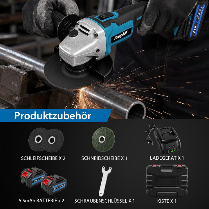 Akku-Winkelschleifer, Kompatibel mit Makita Bürstenlos,18V Kabelloses Trennschleifer Scheibe 125mm S