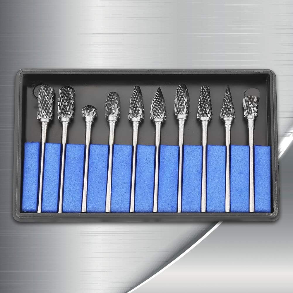 10 Stück Hartmetall Rotations Bits 2,35 mm Schaft Drehfeile Hartmetall Frässtifte Set Werkzeuge für