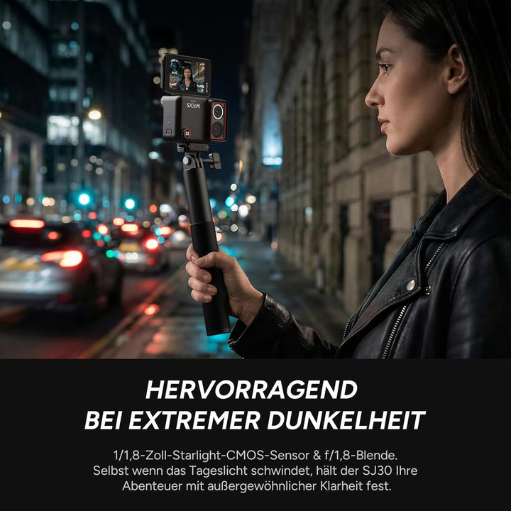 SJCAM SJ30 8K/20FPS,4K/60FPS Vlog Kamera mit Nachtsicht Dual-Objektiv & Wireless Mikro,7H Akku-Griff