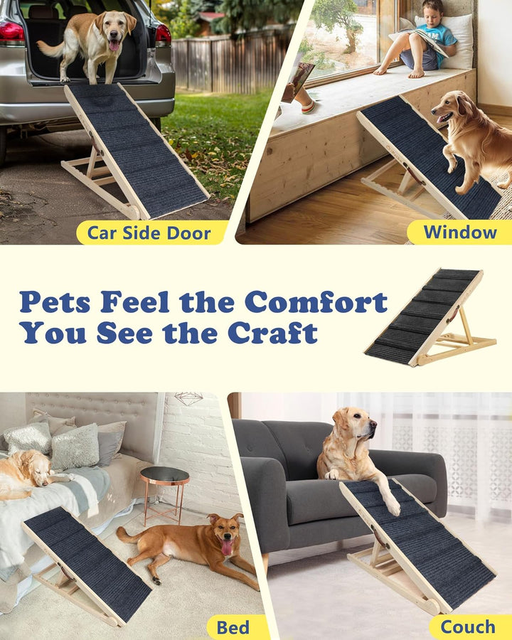 Hunderampe Bett Sofa für Kleine und Grosse Hunde Klappbar Rampe Hund Katzen Einstellbar 30-60 cm, bi