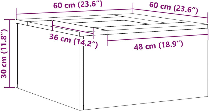 vidaXL Feuerstelle Schwarz 60 x 60 x 30 cm Stahl, Feuerstelle für draussen, rechteckig und tragbar,