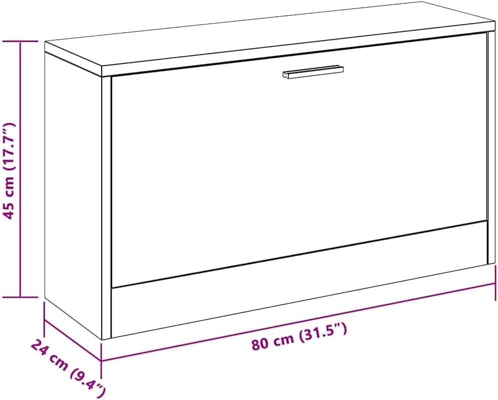 vidaXL Schuhbank Hochglanz-Weiss 80 x 24 x 45 cm Holzwerkstoff, Hochglanz-weiss
