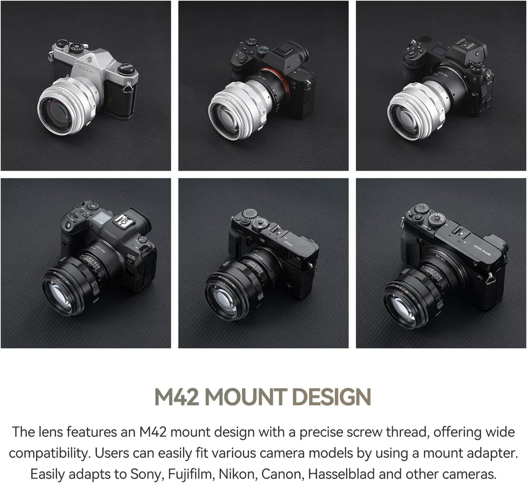 TTARTISAN 75 mm F1,5 Objektiv für M42 Mount Swirly Bokeh Vollformat Manueller Fokus Prime Objektive