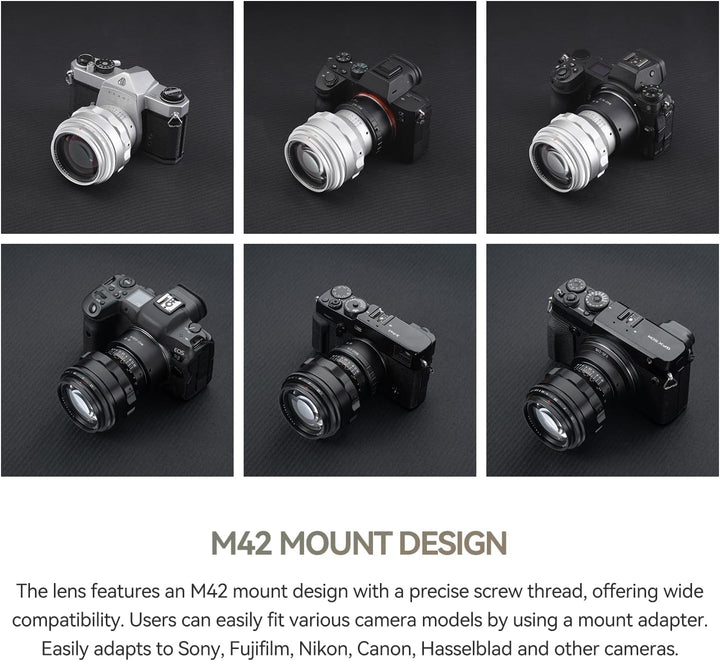 TTARTISAN 75 mm F1,5 Objektiv für M42 Mount Swirly Bokeh Vollformat Manueller Fokus Prime Objektive