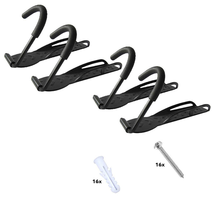 RASENFREUND® 4 Stück Fahrradhalter Wandhalterung schwarz Fahrradhalterung für 4 Fahrräder Wandhalter