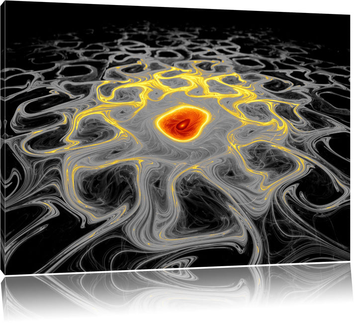 Dark leuchtendes Lava Muster schwarz/weiss Format: 100x70auf Leinwand, XXL riesige Bilder fertig ger