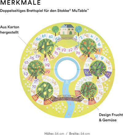 Stokke MuTable Spielscheibe, Früchte & Gemüse - 2023 Neugestaltung - Doppelseitiges Brettspiel- Inkl