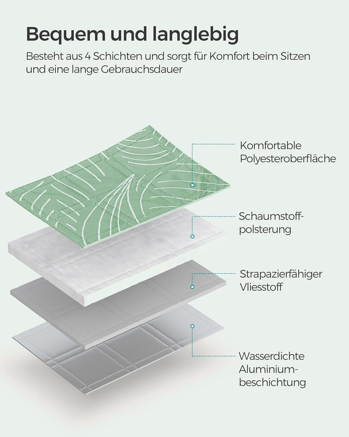 SONGMICS Picknickdecke, 200 x 200 cm, mit 4 Erdankern, gross, Campingdecke, für Park, Garten, Strand