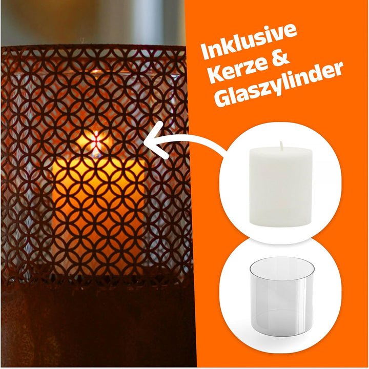 BENTSON Windlichtsäule I 2er Set I Deko-Säule für Garten im Rost Industrial Design I Windlicht für d