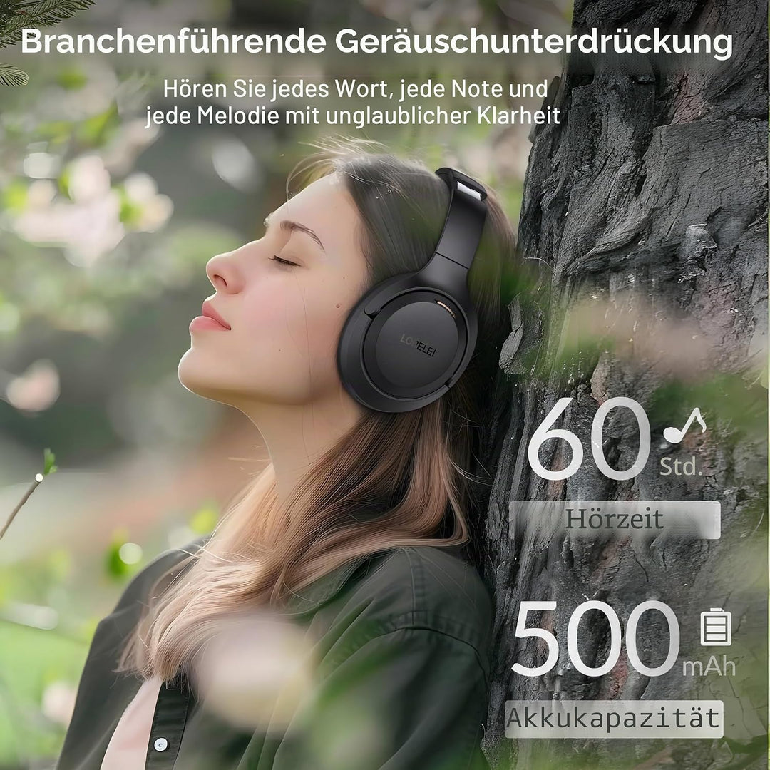 LORELEI QC60 Hybrid Active Noise Cancenlling Headphones,Wireless Over Ear Bluetooth Headsets with Mi