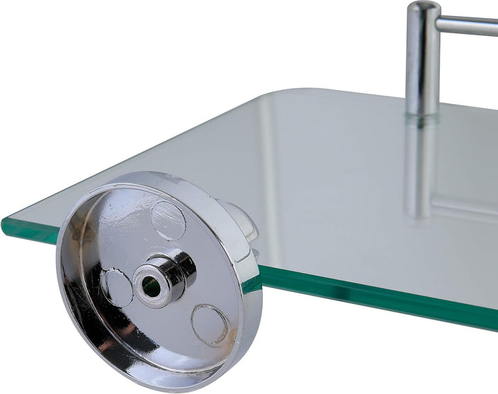 axentia Wandablage aus Glas mit verchromter Fassung als Badregal - Wandregal Bad & WC - Badablage fü