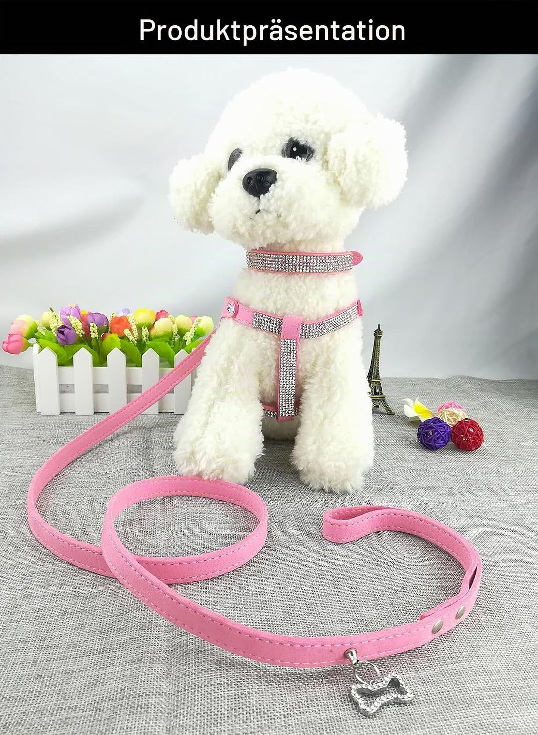 Hundehalsband &amp; Geschirr &amp; Leinen Sets Mode Komfortable Hundehalsband Diamante mit Geschirr &amp; Leinen