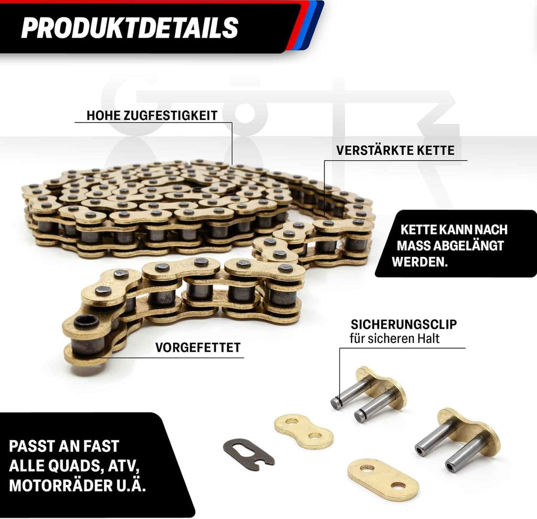 Kette 520 x106 Glieder verstärkt mit Clip Kettenschloss 5/8 x 1/4
