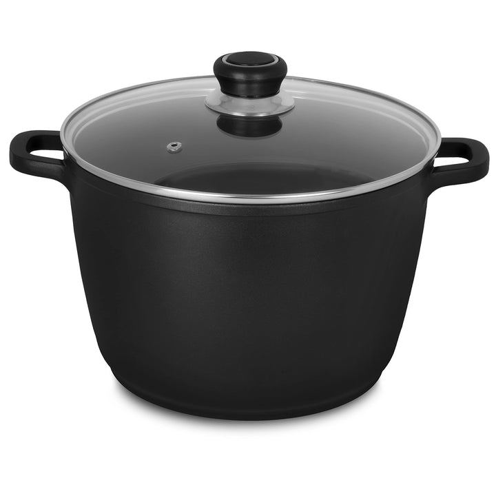 Krüger Aluguss-Universaltopf Delta mit Glasdeckel - 24 cm - Kochtopf für gesunde & fettarme Speisen