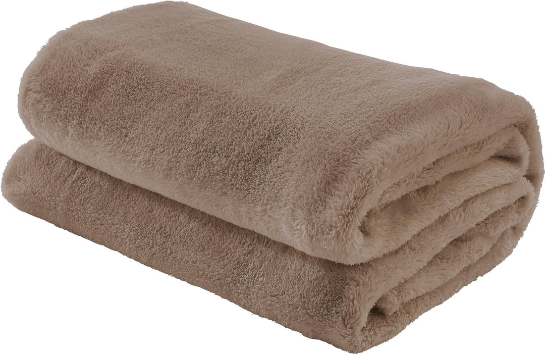 Erwin Müller Teddy-Fleece-Wohndecke Salerno, Fleece-Decke, Kuscheldecke Taupe Grösse 150x200 cm - fl