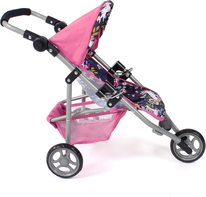 Bayer Chic 2000 - Puppenbuggy Lola, Jogging-Buggy, Puppenjogger, Puppenwagen, Einhorn, 612-43, Navy,