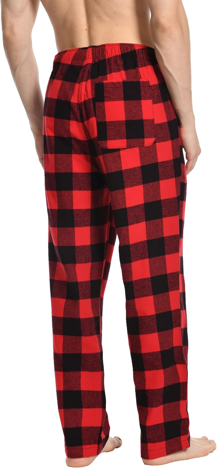 Nutria Herren Pyjamahose aus Flanell, 100% Baumwolle Kariert Weiche Schlafanzughose Warm Loungehose