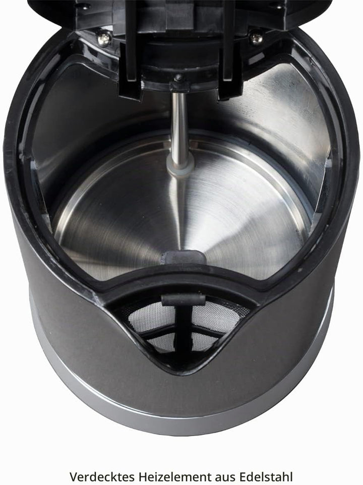 Clatronic Wasserkocher 1,8L mit verdecktem Edelstahlheizelement | Kettle mit herausnehmbarem Kalkfil