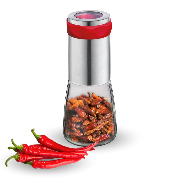 Cilio Chili Mühle PICCANTE | zum Selbstbefüllen | Ø 6,5cm, H: 14,5cm | mit Verschlusskappe | inkl. b