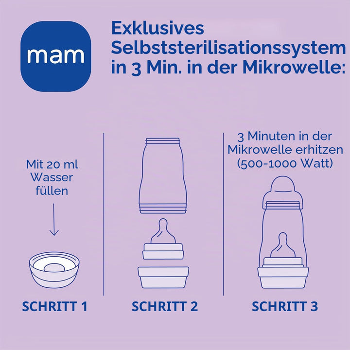 MAM, Geschenkset für Neugeborene, 1 x Anti-Colic Flasche 160 ml, 1 x Anti-Colic Flasche 260 ml, 1 x