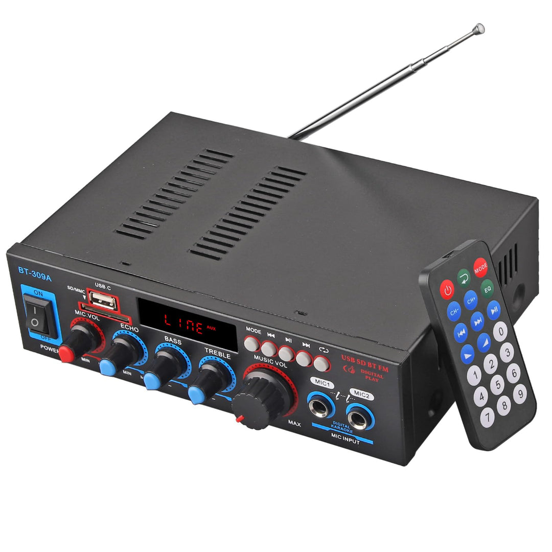 PROZOR Bluetooth Verstärker HiFi Stereo 40W+40W 12V 220V Verstärker Auto mit Bluetooth Radio 2 Kanal
