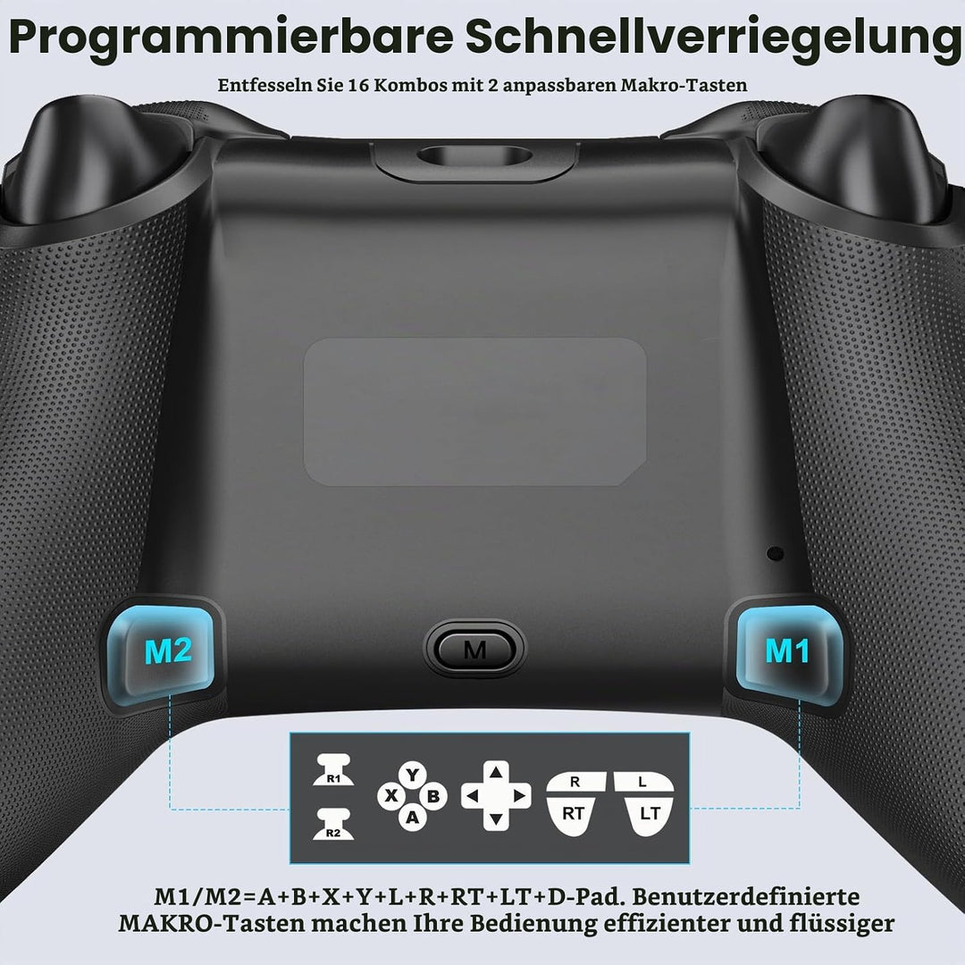 Controller PC, 2.4GHz Wireless PC Controller mit Hall Trigger/Cooles RGB Licht/1000mAh, Gaming Contr