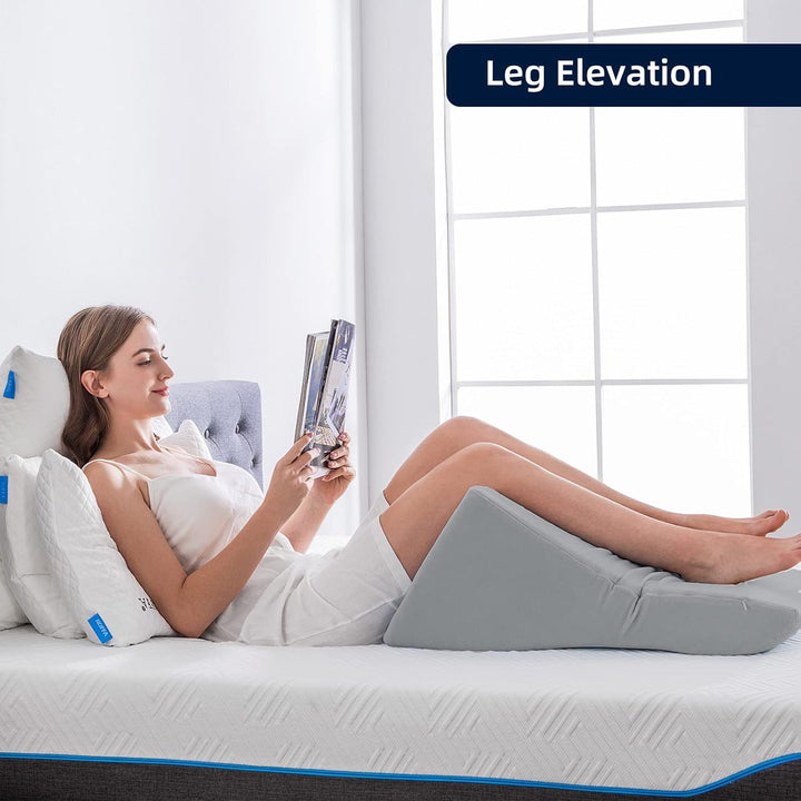 NOFFA Lesekissen für Bett und Sofa - Memory Schaum Keilkissen - Ergonomisches Rückenlehne Kopfkissen