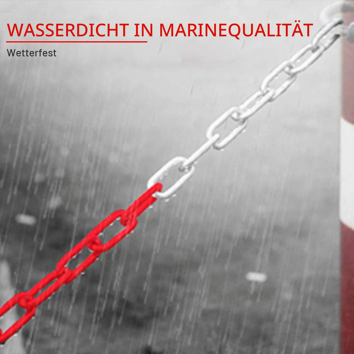 25m Absperrkette Plastikkette Kunststoffkette rot/weiss Ø 6mm Kette Warnkette Parkplatz Parkplatzspe