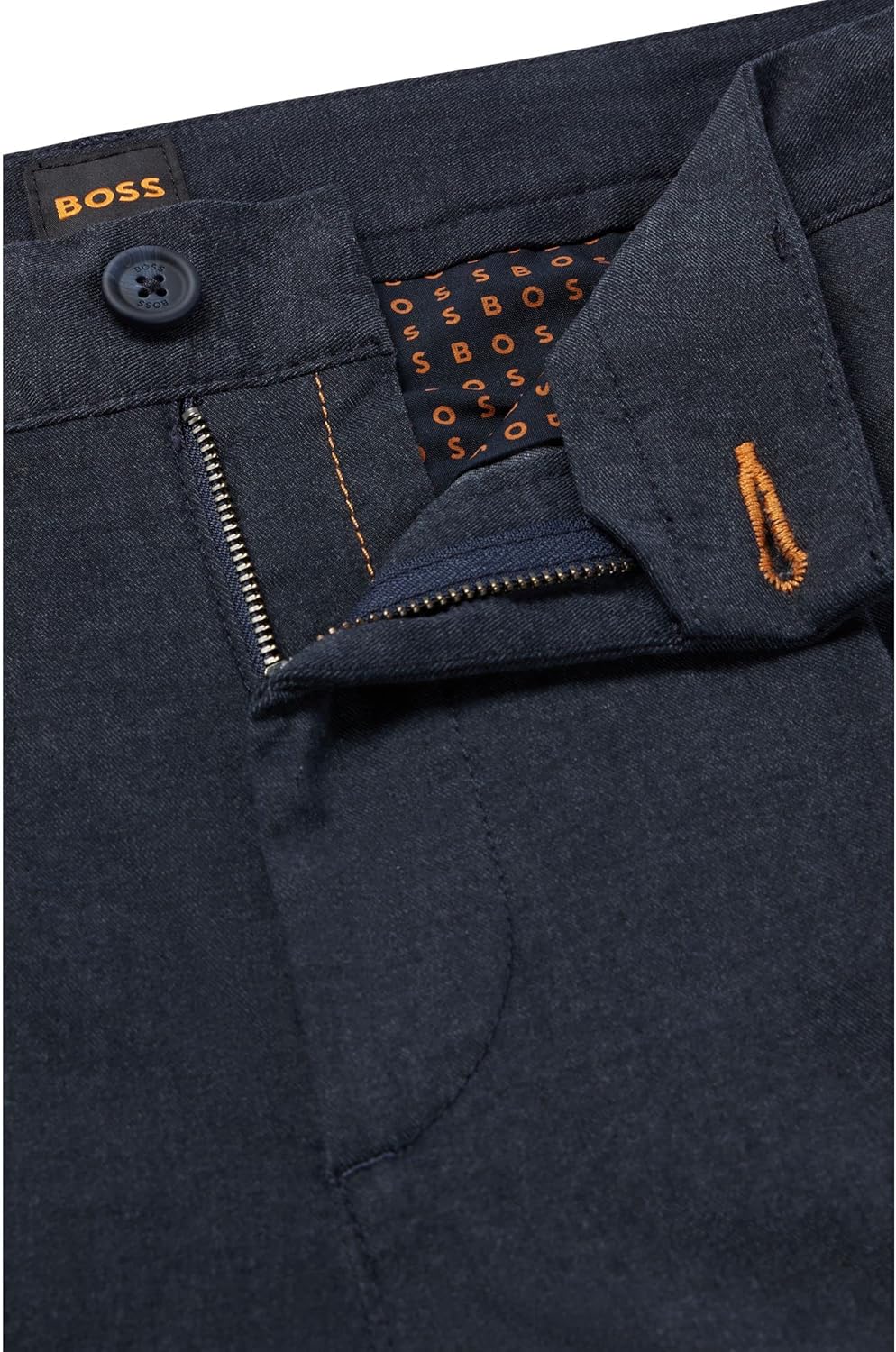 BOSS Herren Schino-Shyne Slim-Fit Hose aus meliertem Stretch-Gewebe 35W / 30L Dark Blue404, 35W / 30