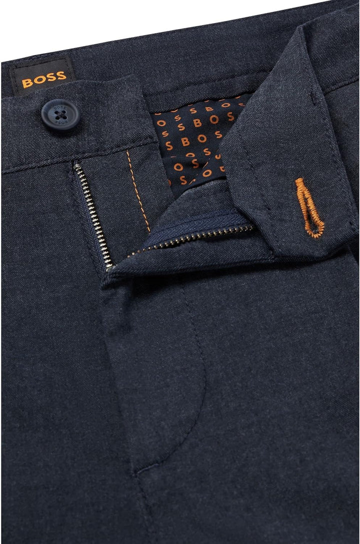 BOSS Herren Schino-Shyne Slim-Fit Hose aus meliertem Stretch-Gewebe 35W / 30L Dark Blue404, 35W / 30